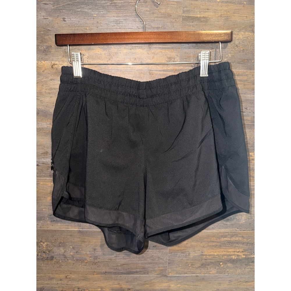 Athleta Mesh Racer Run Short 4 Black Women Medium Activewear Training Running